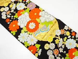 アンティーク　花籠模様織り出し袋帯（着用可）